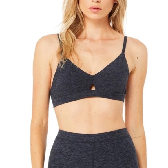 ALO Yoga Lounge Bralette Sports Bra Heather Black Gray - Med - Picture 4 of 7